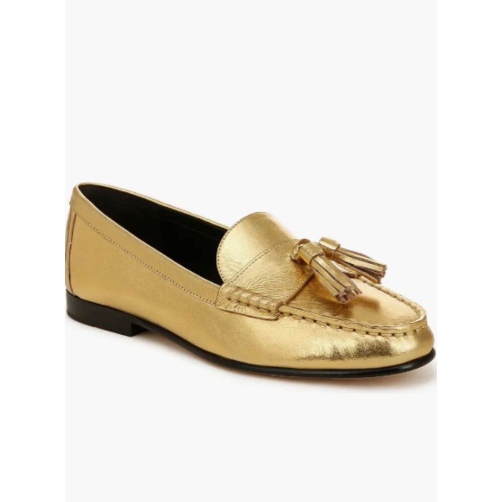 *SOLD* Veronica Beard 'Penny Tassel' Leather Loafer Shoes, Metallic Gold - Picture 5 of 8